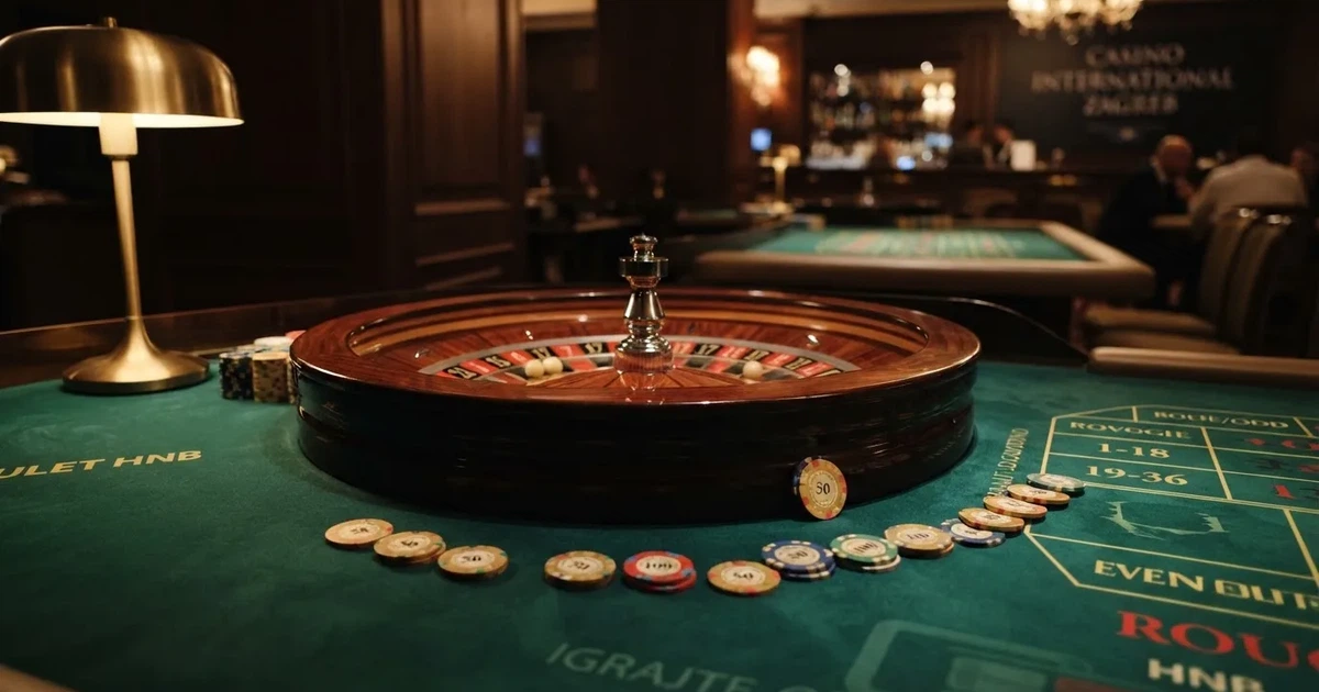 Kotač ruleta i žetoni na zelenom suknu pod toplim večernjim svjetlom — casino lutrija u hrvatskoj